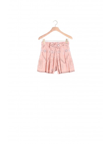 Short imprimé en lin et coton en stock